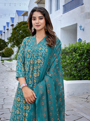 Women's Viscose Printed Flared Kurta Pant With Dupatta-ME156-surbhiRamablu-SKD