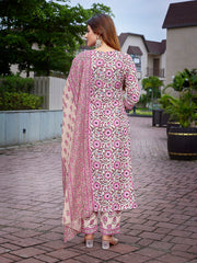 Women's Viscose Printed Flared Kurta Pant With Dupatta-ME156-surbhipinkchiku-SKD