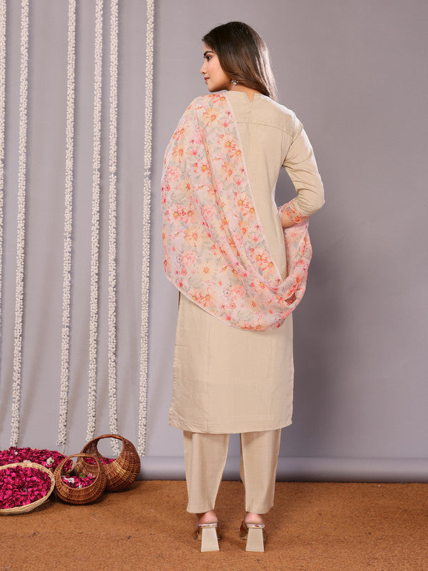 Women's Embroidered Straight Kurta Pant With Dupatta