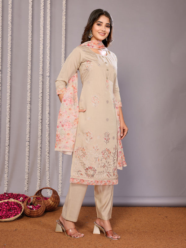 Women's Embroidered Straight Kurta Pant With Dupatta