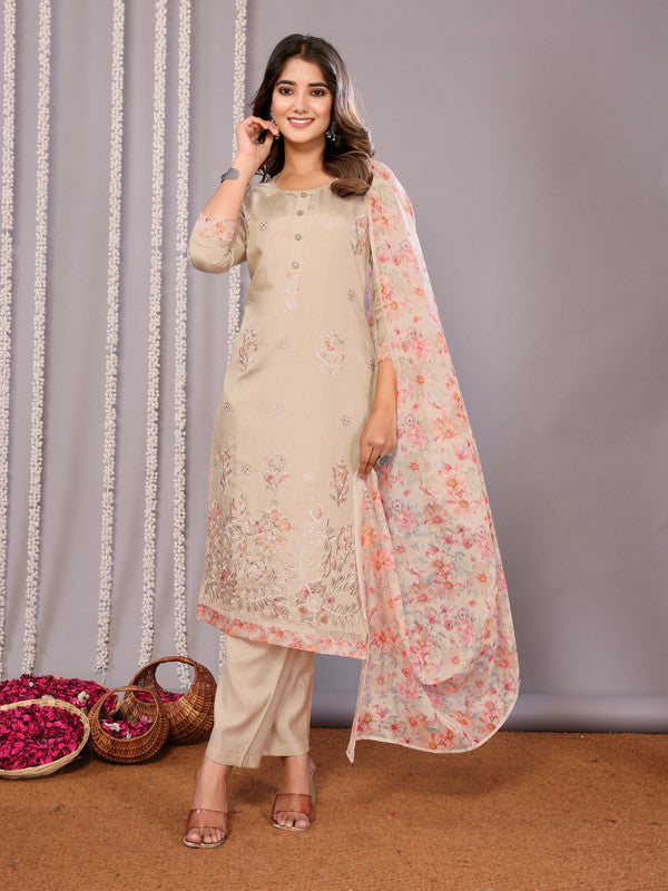 Women's Embroidered Straight Kurta Pant With Dupatta-ME157-surbhiChiku-SKD