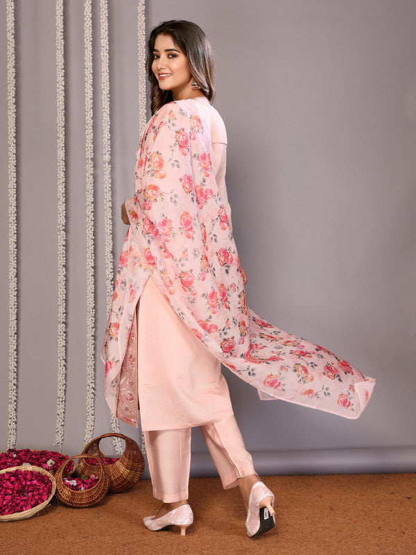 Women's Embroidered Straight Kurta Pant With Dupatta