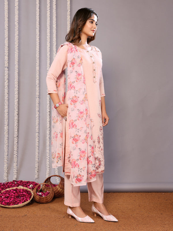 Women's Embroidered Straight Kurta Pant With Dupatta