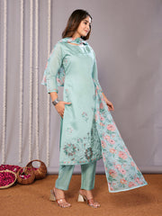 Women's Embroidered Straight Kurta Pant With Dupatta-ME159-surbhiSeaBlu-SKD