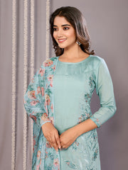 Women's Embroidered Straight Kurta Pant With Dupatta-ME159-surbhiSeaBlu-SKD