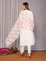 Women's Embroidered Straight Kurta Pant With Dupatta-ME160-surbhiWhit-SKD