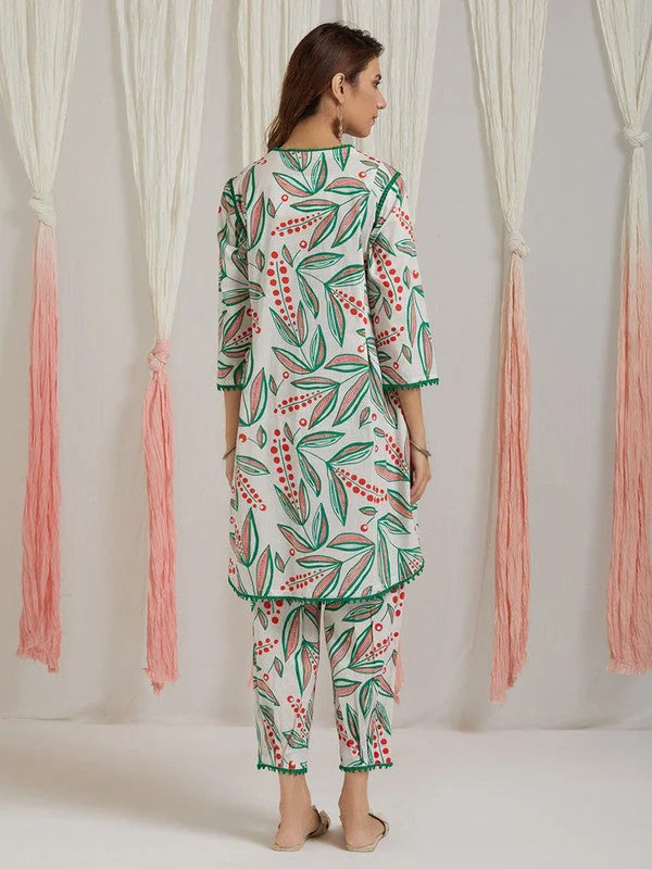 Women's Printed A-Line Kurta With Pant Set