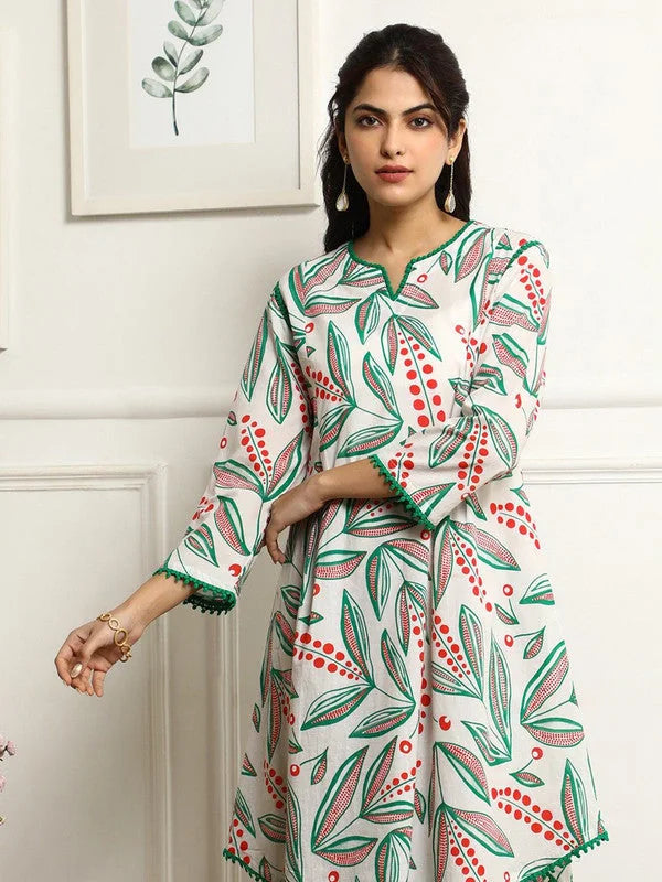 Women's Printed A-Line Kurta With Pant Set
