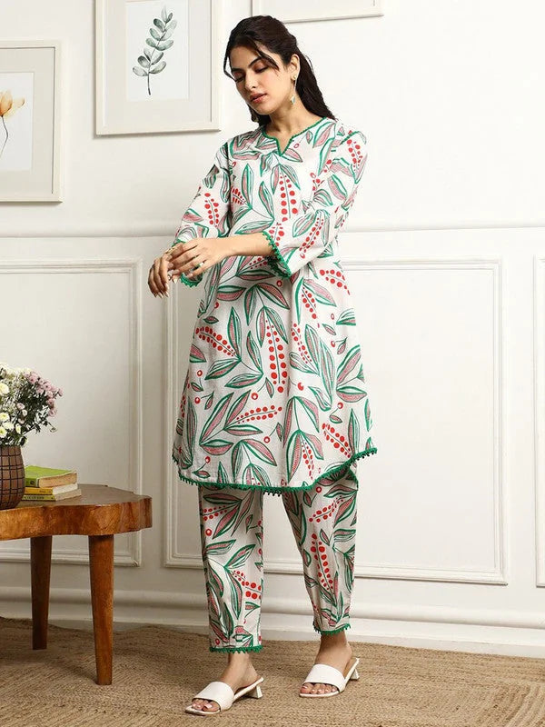Women's Printed A-Line Kurta With Pant Set