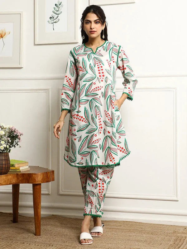 Women's Printed A-Line Kurta With Pant Set