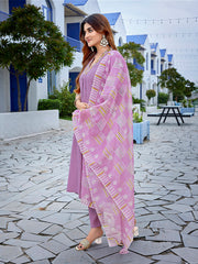 Women's Viscose Solid Flared Kurta Pant With Dupatta-ME176-surbhiLavender-SKD