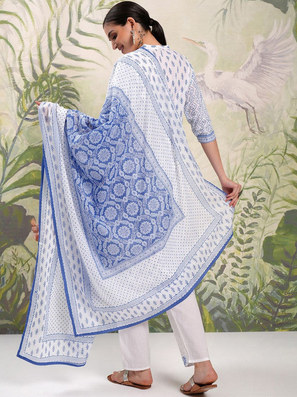 Women's Viscose Floral Printed Straight Kurta Pant With Dupatta