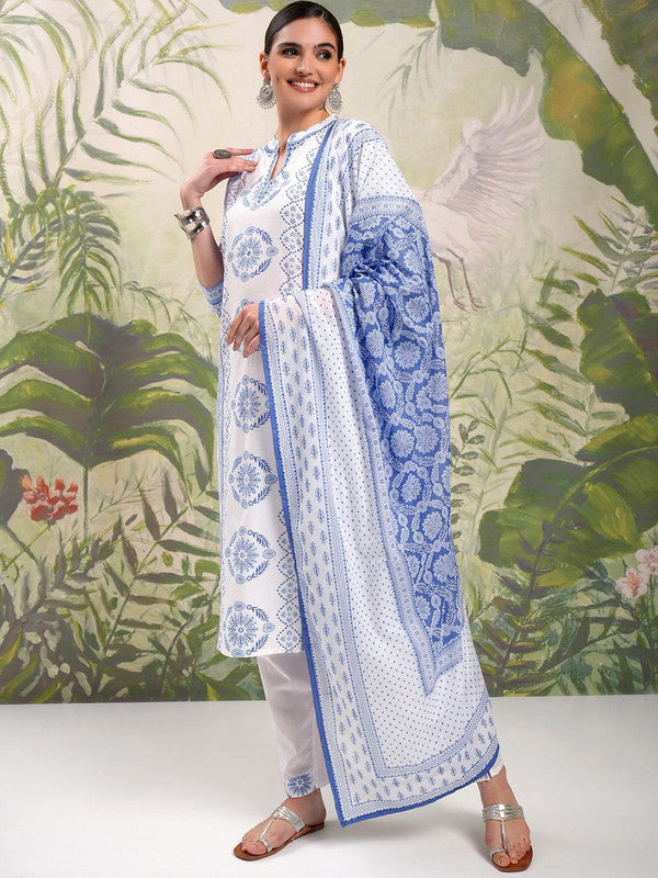 Women's Viscose Floral Printed Straight Kurta Pant With Dupatta
