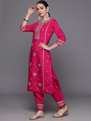 Women's Viscose Embroidered Straight Kurta Pant With Dupatta-ME58-INDRANI
