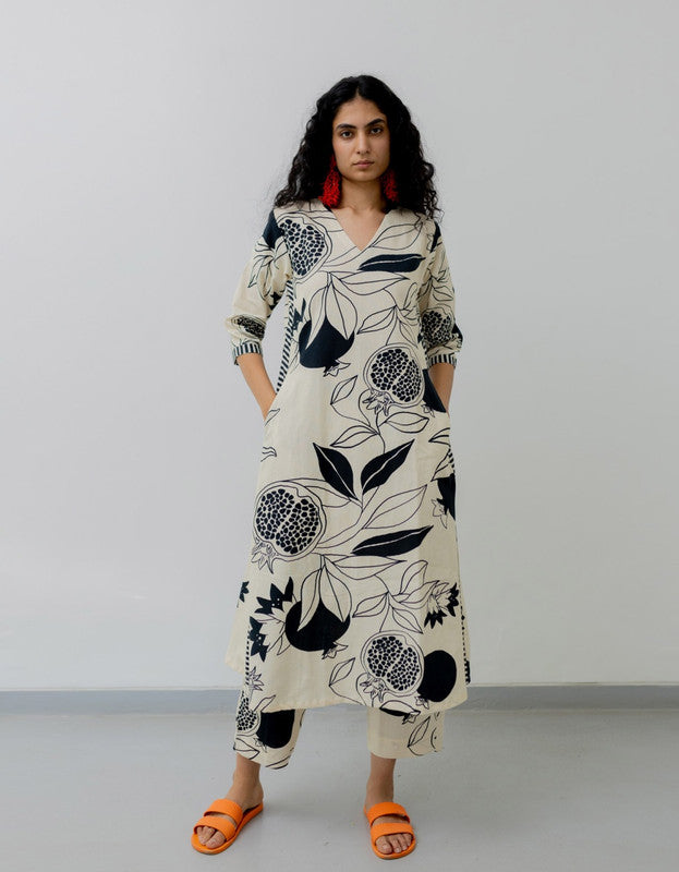 Women's Viscose Floral Printed Straight Kurta Set With Palazzo
