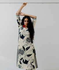 Women's Viscose Floral Printed Straight Kurta Set With Palazzo-ME62 white dadam