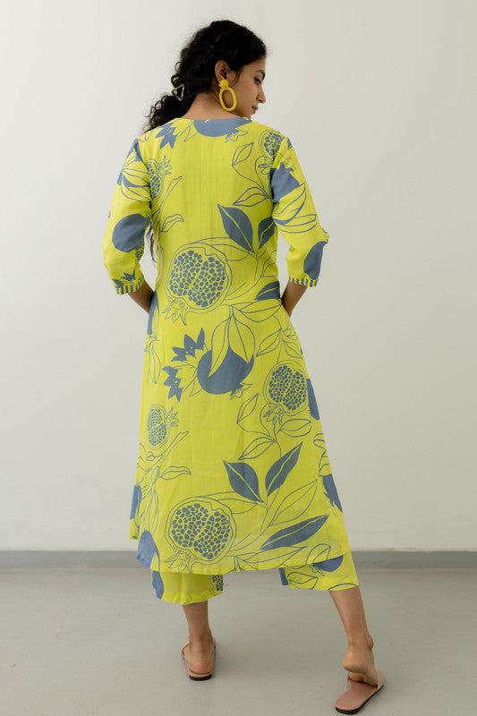 Women's Viscose Floral Printed Straight Kurta Set With Palazzo