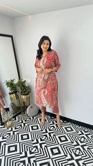 Women's Viscose Floral Printed Straight Kurta Set With Pant-ME65- REDKERI-KP
