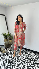 Women's Viscose Floral Printed Straight Kurta Set With Pant-ME65- REDKERI-KP