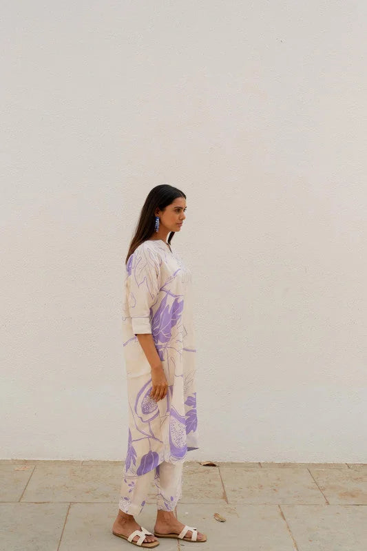 Women's Cotton Floral Printed A-Line co-ord set