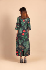 Women's Viscose Floral Printed Straight co-ord set-ME69-Darkgrn-coset