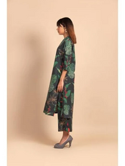 Women's Viscose Floral Printed Straight co-ord set-ME69-Darkgrn-coset