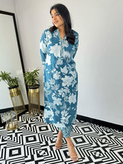 Women's Viscose Printed Straight Kurta Pant With Dupatta-ME76-srisroyalblu-KP