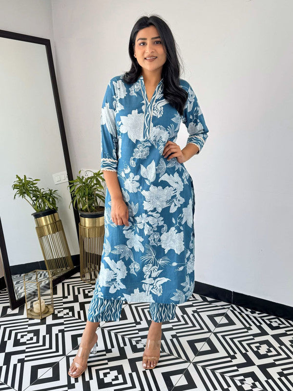 Women's Viscose Printed Straight Kurta Pant With Dupatta