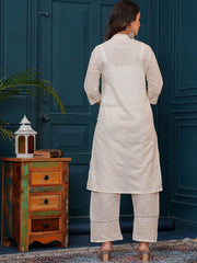 Women's Cotton Embroidered Flared Kurta Pant With Dupatta-ME93-Borar
