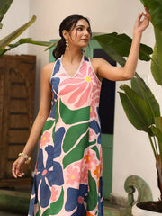 Women's Viscose Floral Printed Anarkali Kurta With Pant Set-ME96-Lmpinkco-set