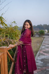 Women's Viscose silk Floral Embroidered Straight Kurta Palazzo With Dupatta-ME99 nryncherySKD