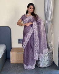 Silk Blend Saree for Women - Lilac | MLWSHSA9079LVR