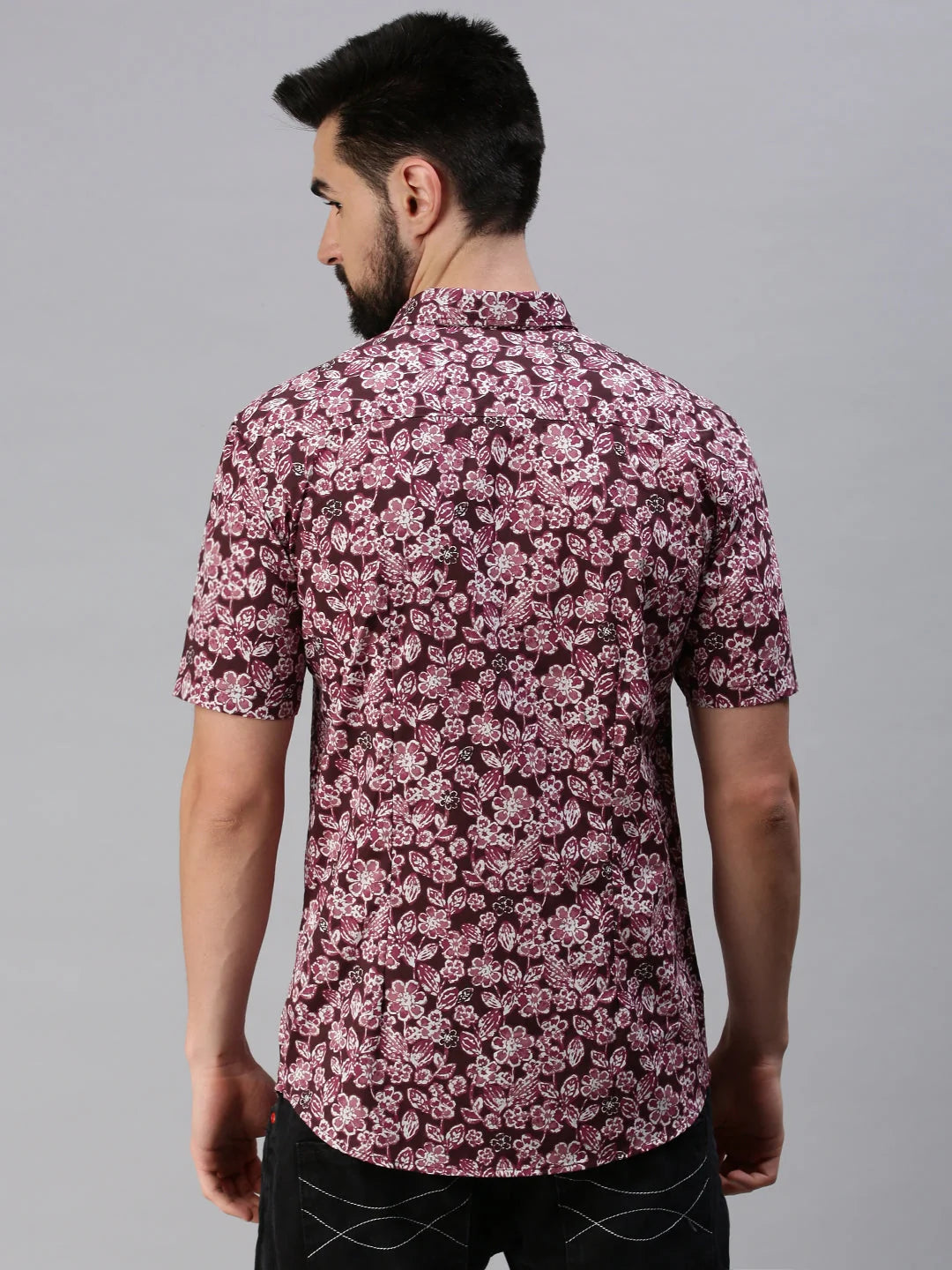 Magenta Printed Cotton Mens Shirt | DesiQlo Formal Shirts
