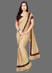 Lycra Saree for Women - Beige | MLWSHSA9172BEI