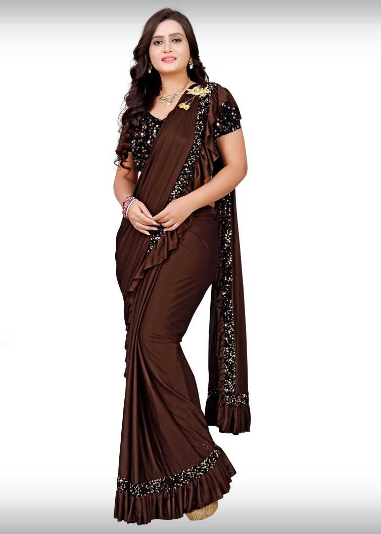 Lycra Saree for Women - Brown | MLWSHSA9173BRN | DesiQlo