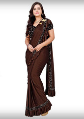 Lycra Saree for Women - Brown | MLWSHSA9173BRN