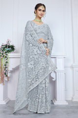Nylon Saree for Women - Grey | MLWSHSA9082GRY