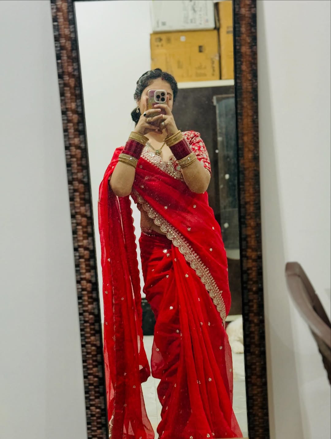 Georgette Saree for Women - Red | MLWSHSA9174RED | DesiQlo