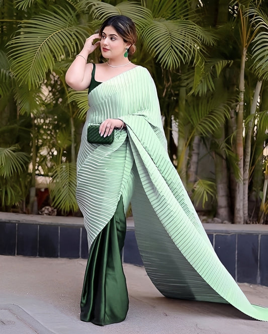 Chiffon Saree for Women - Green | MLWSHSA9175GRN 1063