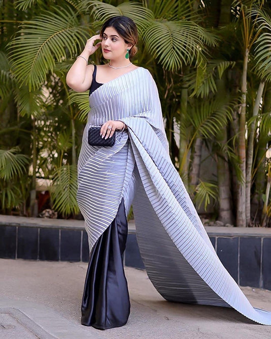 Chiffon Saree for Women - Grey | MLWSHSA9176GRY 1063