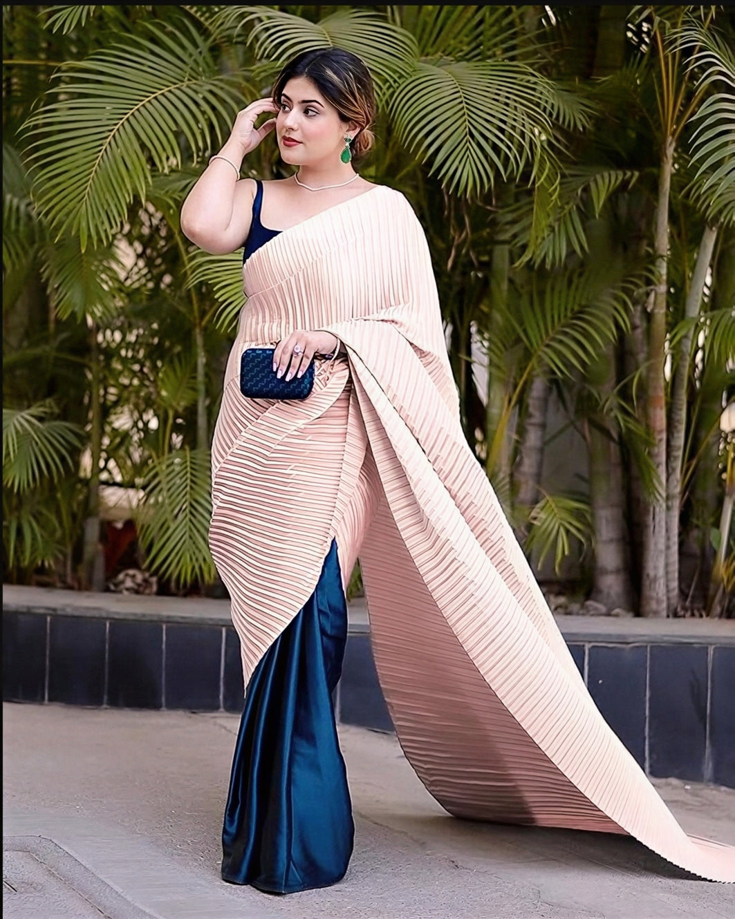 Chiffon Saree for Women - Peach | MLWSHSA9177PEH | DesiQlo