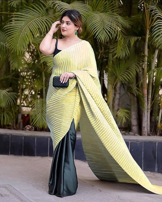 Chiffon Saree for Women - Yellow | MLWSHSA9178YLW 1063