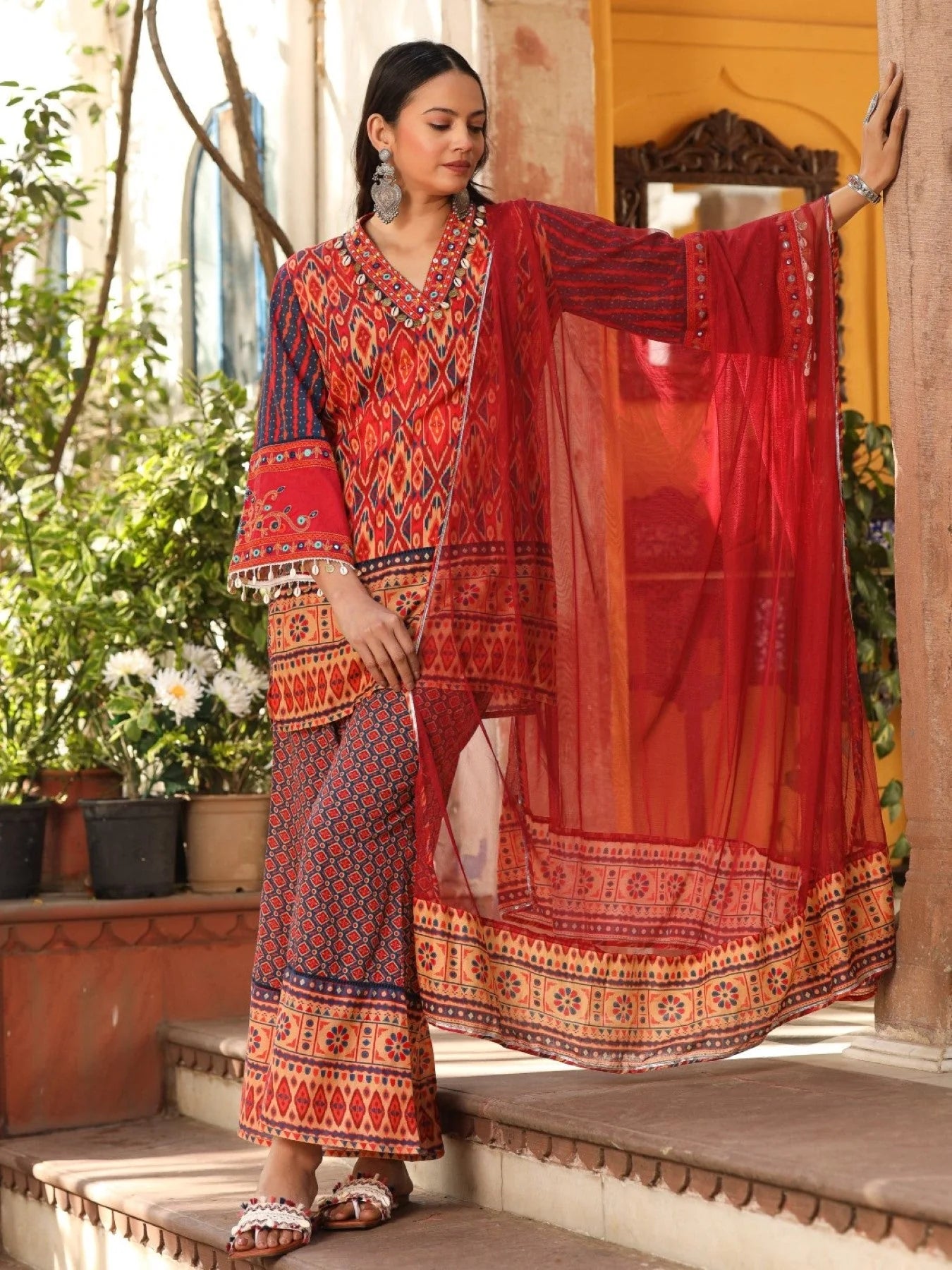 Rust Ikat Printed Kurta Set | Indian Kurtas for Women