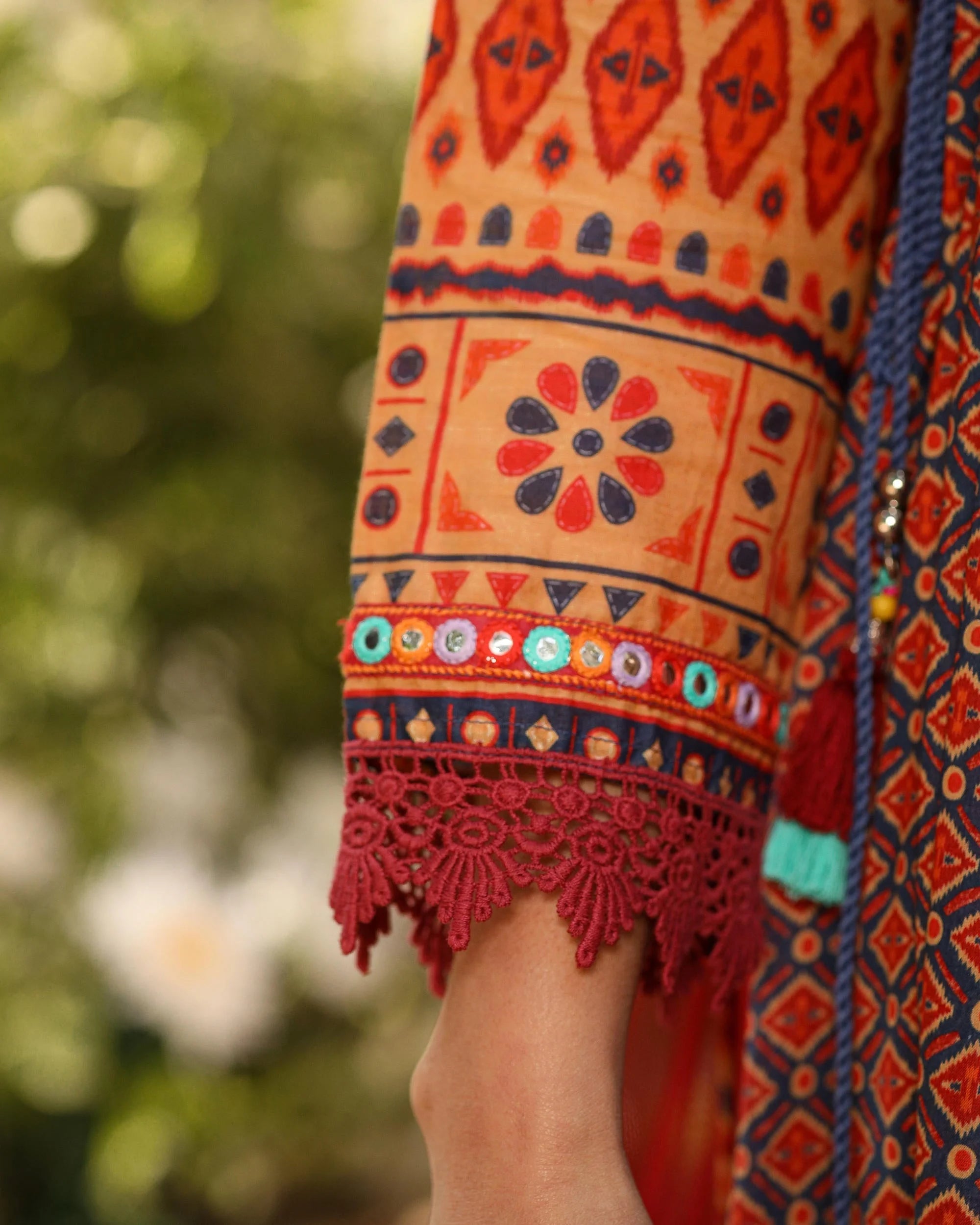 Rust Cotton Ikat Anarkali Kurta Set | Indian Anarkali Kurta