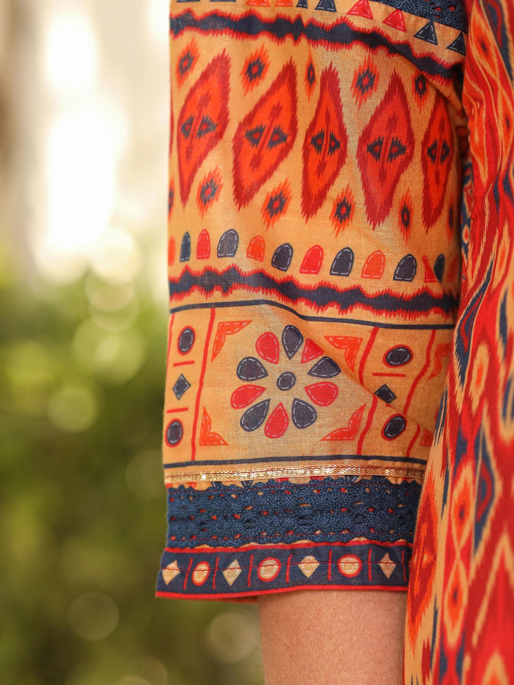 Rust Ikat Print Kurta Set | Designer Kurta Sets for Women