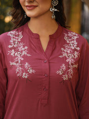Onion Pink Modal Rayon Embroidered Tunic-S4497ONIONPINK