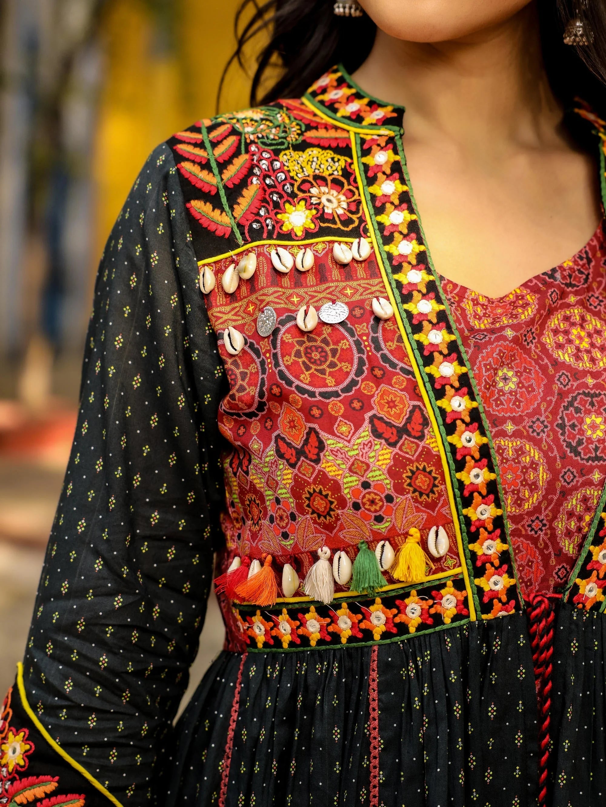 Black Cotton Printed Maxi Dress | Indian Dresses Online