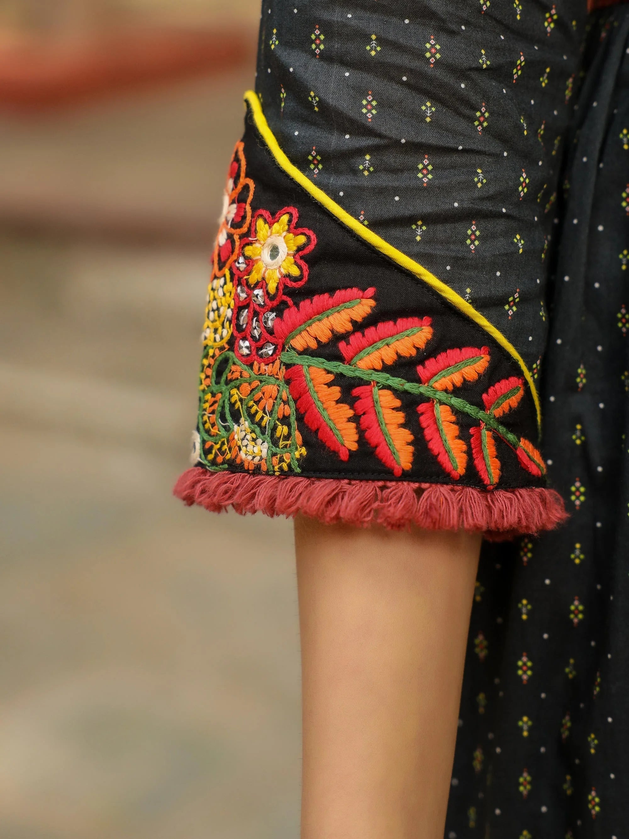 Black Cotton Printed Maxi Dress | Indian Dresses Online