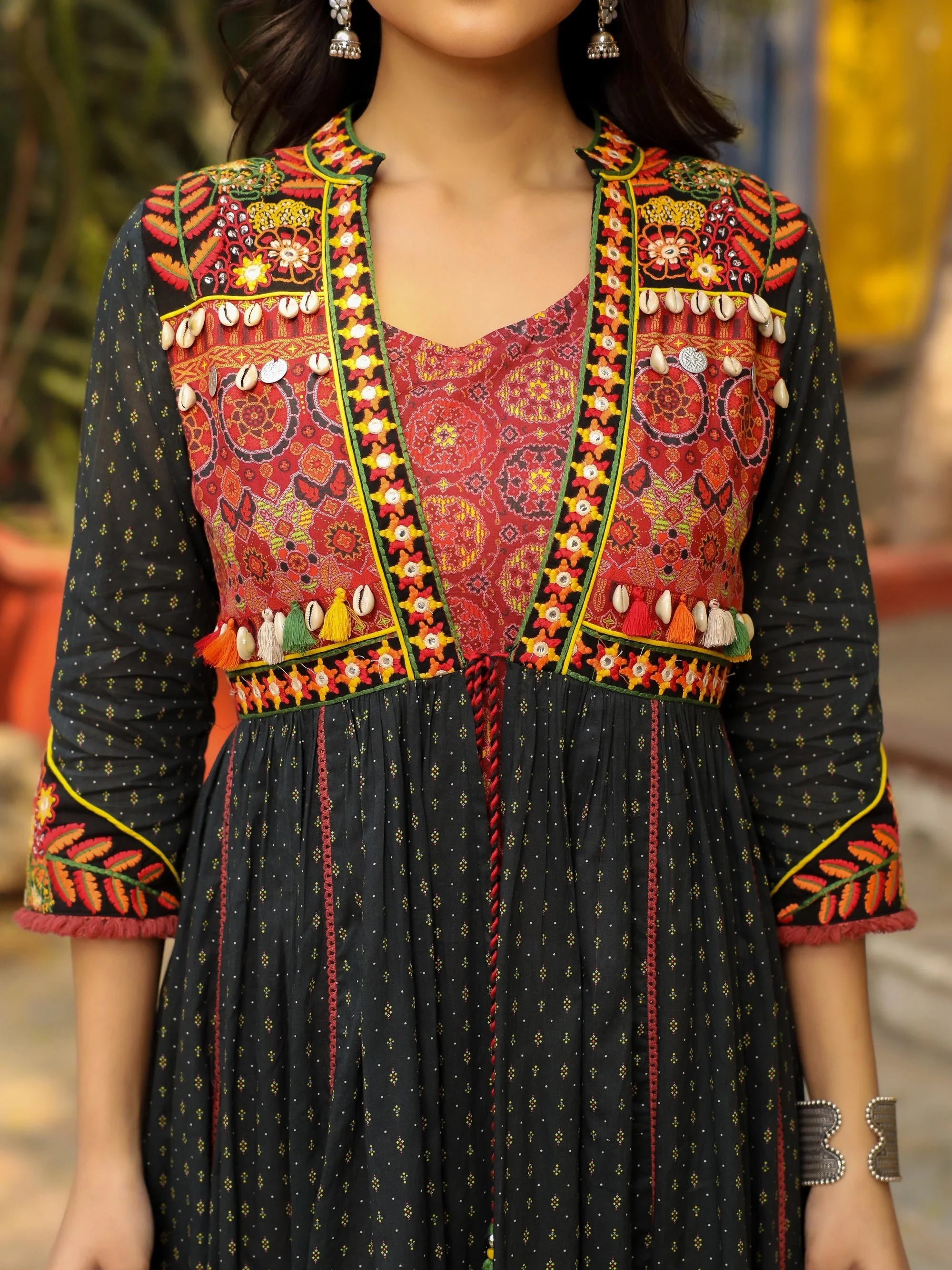 Black Cotton Printed Maxi Dress | Indian Dresses Online