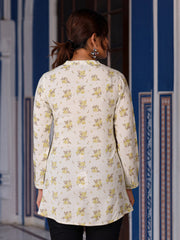 Women's Pista Green Floral Printed Liva Rayon Tunic